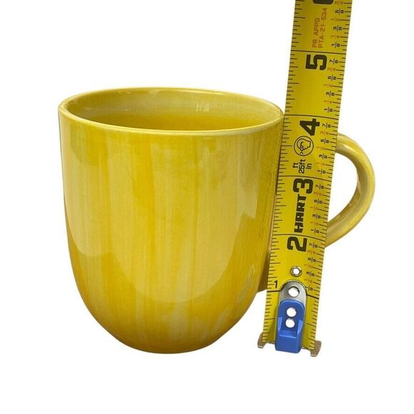 Citrus Grove Yellow Brush Stroke Hand Painted Coffee Mug Minimal Solid Spring - Picture 7 of 7